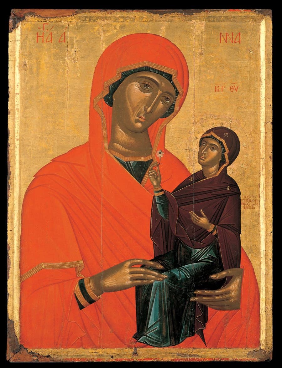 Saint Anne holding the young Virgin Mary, a fifteenth-century icon by Angelos Akotandos