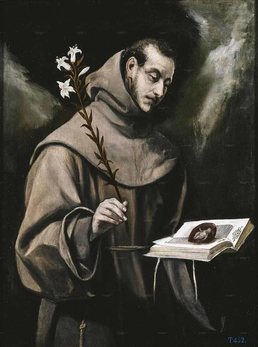 San Antonio de Padua con el Niño Jesús en brazos, pintado por El Greco hacia 1580
