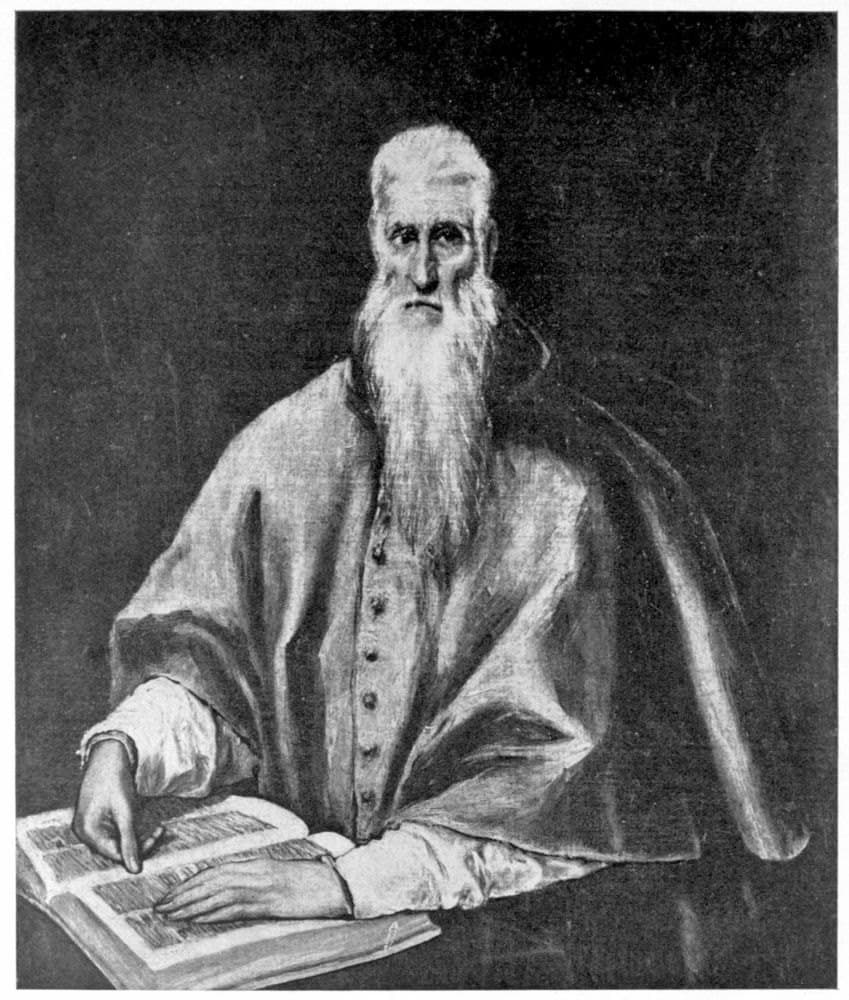 Saint Jerome as a scholar at his books, painted by El Greco