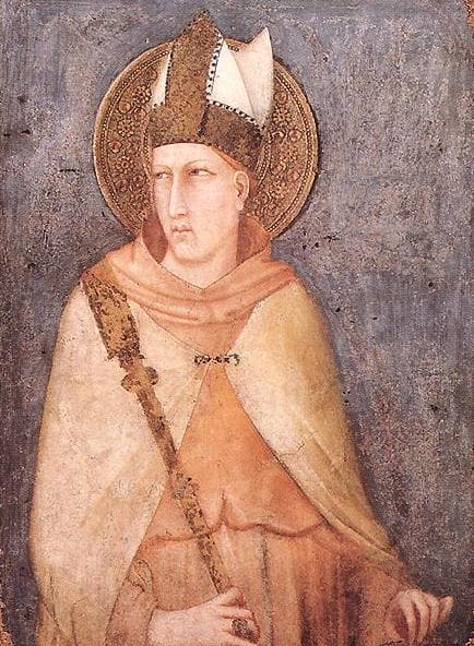Simone Martini's panel of Louis of Toulouse as a young bishop, haloed, in a jewelled mitre and cope worn over the brown Franciscan habit