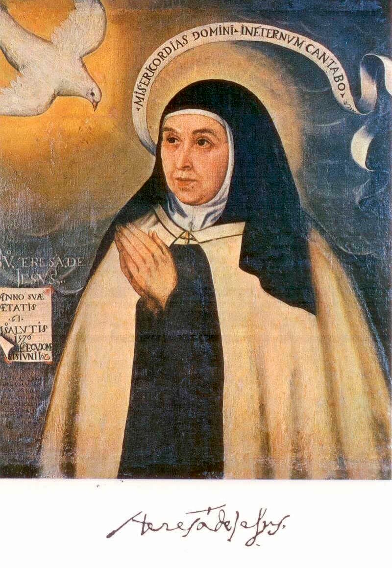 Saint Teresa of Avila in her Carmelite habit, painted from life by Fray Juan de la Miseria in 1576